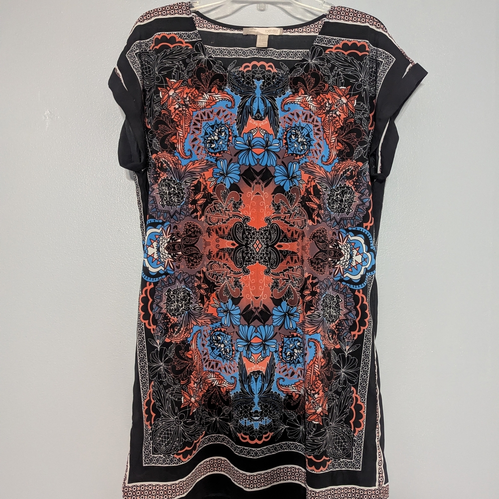 Black Dress with Vibrant Pattern